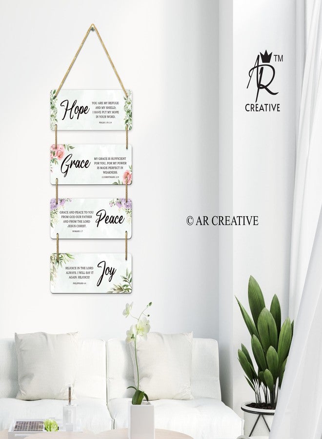 AR Creative Hope, Grace, Peace, Joy - Bible Verse Wall Hanging For Home Decoration, Bible Quotes MDF Wooden Wall Art, Bible Verse, Home, Office Decor, Wall Wood Hanger (15 inch x 11 inch) - Image 2